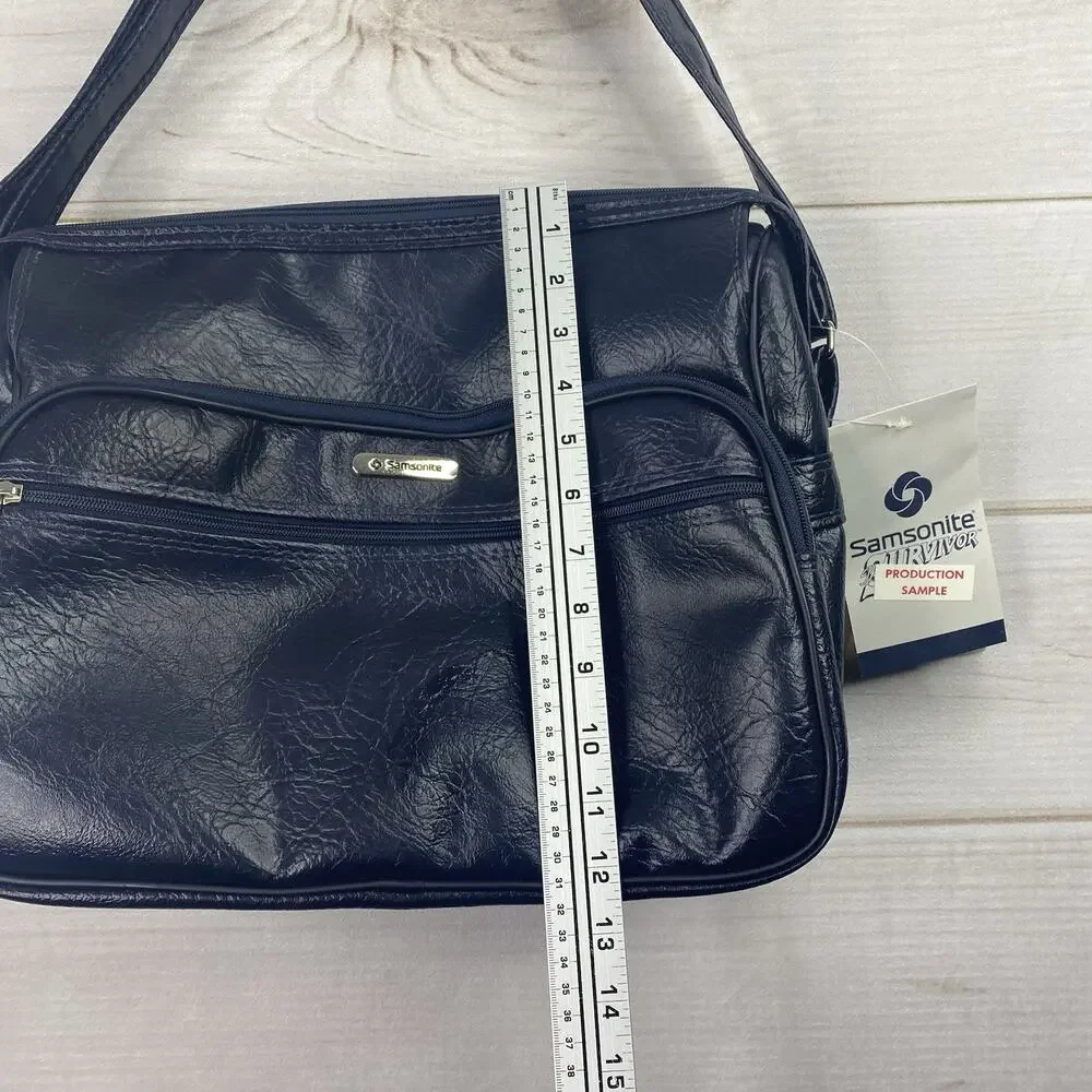 RETRO Vtg Samsonite Silhouette Weekender Bag Luggage Navy Survivor Sample NOS